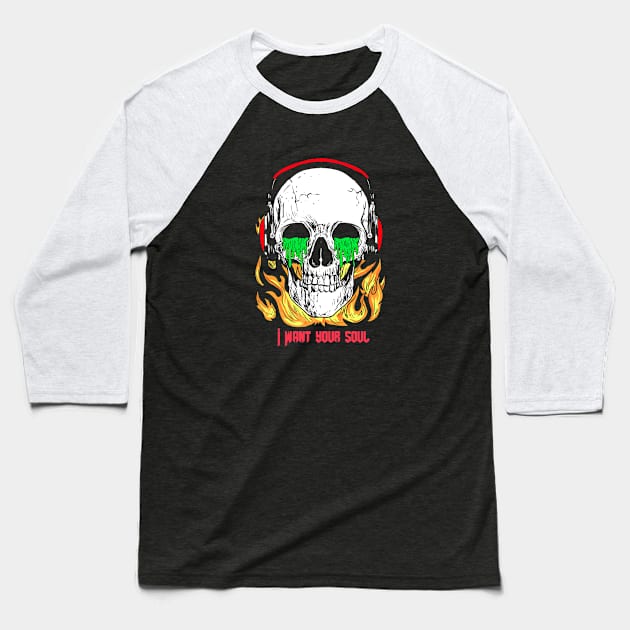 Skull Reaper Baseball T-Shirt by PizzaZombieApparel